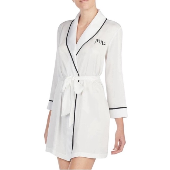 kate spade Other - Kate Spade "Mrs." Bridal Robe | White with Black Piping | XS/S